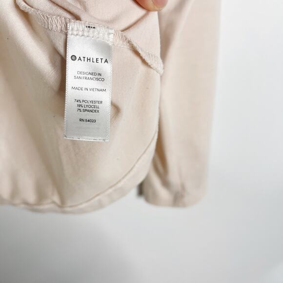 Athleta XSmall Light Pink Essence Twist Long Sleeve Top Crew Neck Keyhole Back - Picture 10 of 12